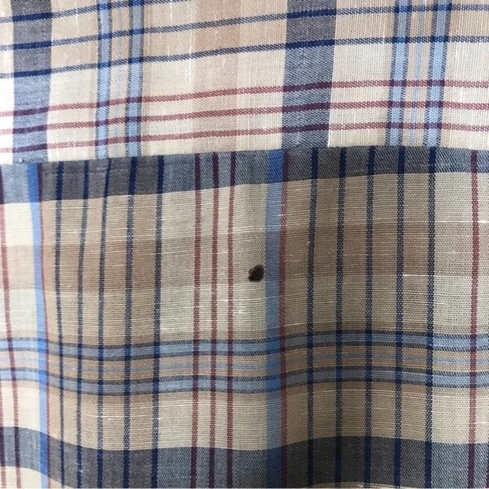 Vintage 1970s Levis Big E Tan Brown Plaid Button Front Long Sleeve Mens Large